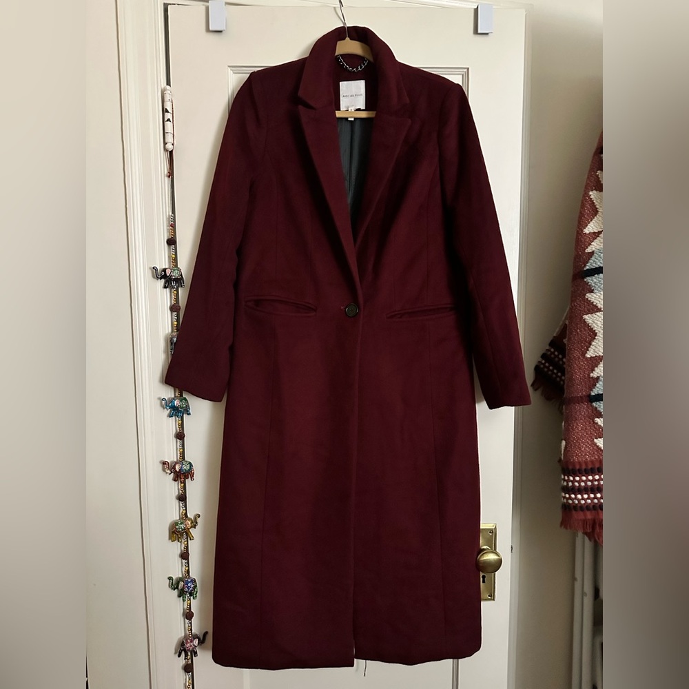 Avec Les Filles Deep Red Burgundy Duster Coat